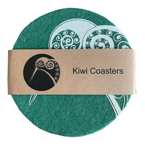 Jo Luping Design - Kiwi On Green Set of 4 - Ecofelt Coaster