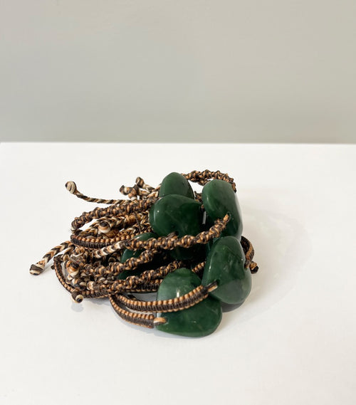 NZ Greenstone Bracelet Heart (Brown)