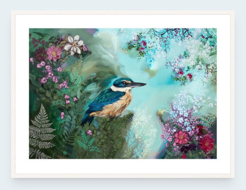 Framed Art Print - Nestled In Nature - Springtime Kingfisher