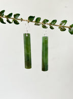 NZ Greenstone / Pounamu Flat Drop Earrings