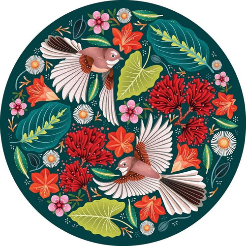 Chirpy Fantails Round 1000 Pce Puzzle