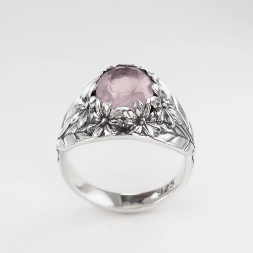 Flower Garden Ring in Rose Quartz