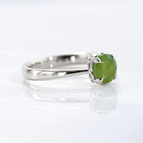 Baby Dewdrop Ring with Pounamu in Sterling Silver