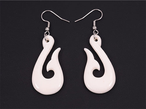 Boxed Whale-tail - Bone Carving Earrings