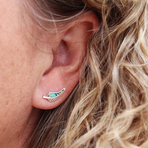 Sterling Silver Earring - Paua Fern