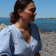 Maunga-nui Breastplate Earrings - Silver