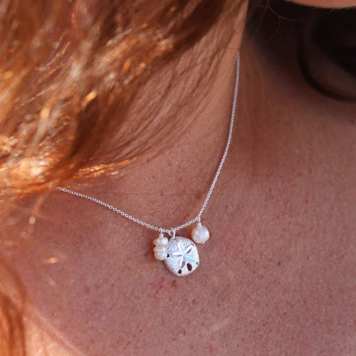 Sterling Silver Sand Dollar and pearl necklace