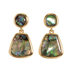 Eco-friendly Brass Earrings - Paua Glow Drop