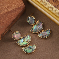 Eco-friendly Brass Earrings - Semi Circle Paua