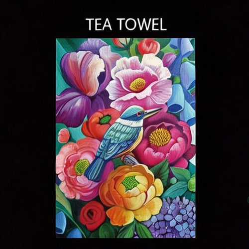 Tea Towel - Floral Kingfisher