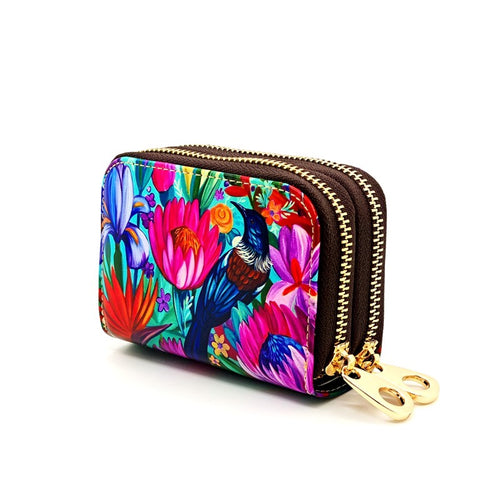 Double Zipped Card Holder - Pink Tui
