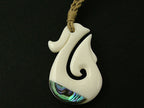 Premier Fish Hook Bone & Paua Pendant
