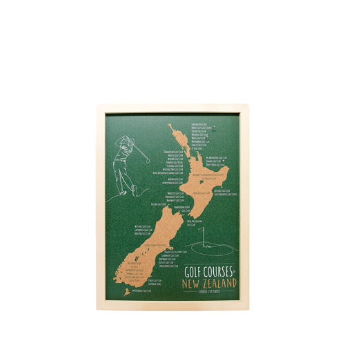 Framed Pin Cork Map - Golf Courses of NZ