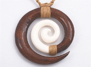 Big Koru Bone & Koa Wood Pendant