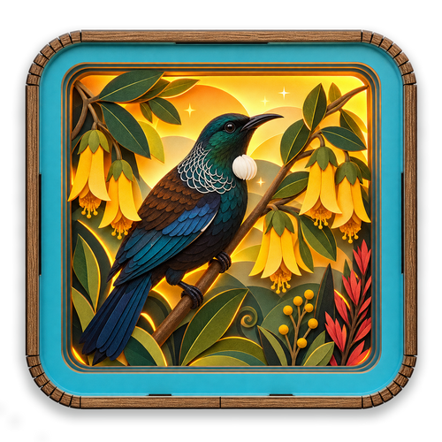 3D Wooden Light Box - Song of the Tui