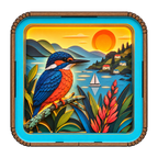 3D Wooden Light Box - Sunset Kingfisher