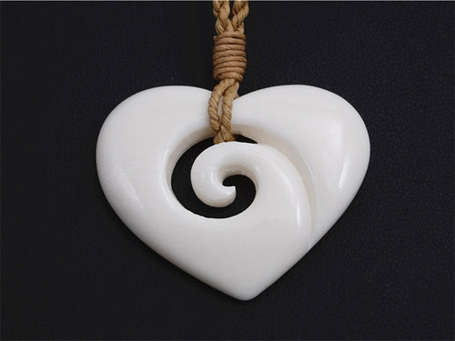 Boxed Koru Heart Bone Pendant