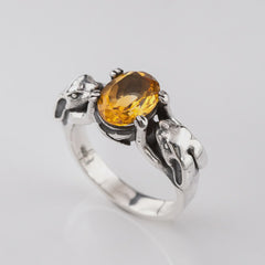 Lucky Bunny Ring with Citrine in Sterling Silver