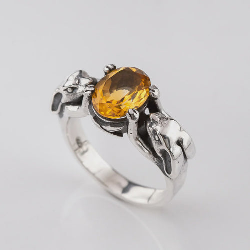 Lucky Bunny Ring with Citrine in Sterling Silver