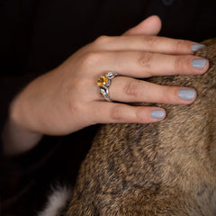 Lucky Bunny Ring with Citrine in Sterling Silver
