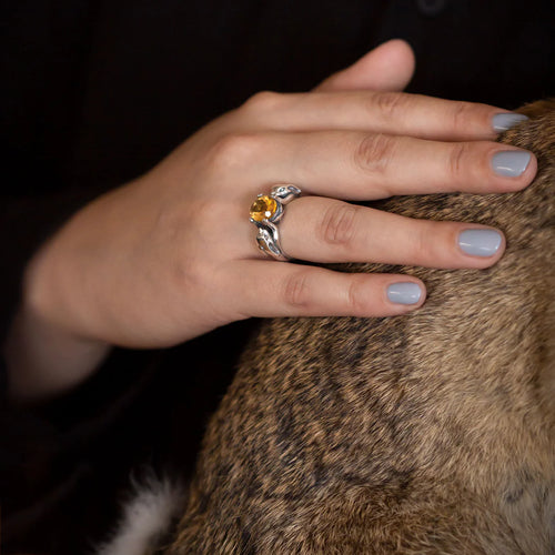 Lucky Bunny Ring with Citrine in Sterling Silver