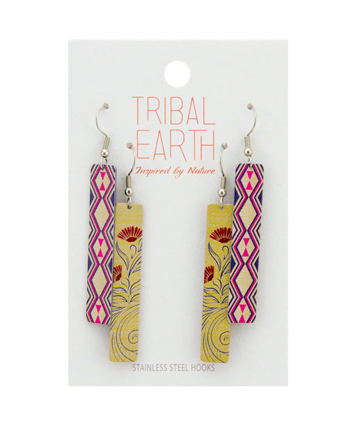 Tribal Earth Gold Drop Earrings