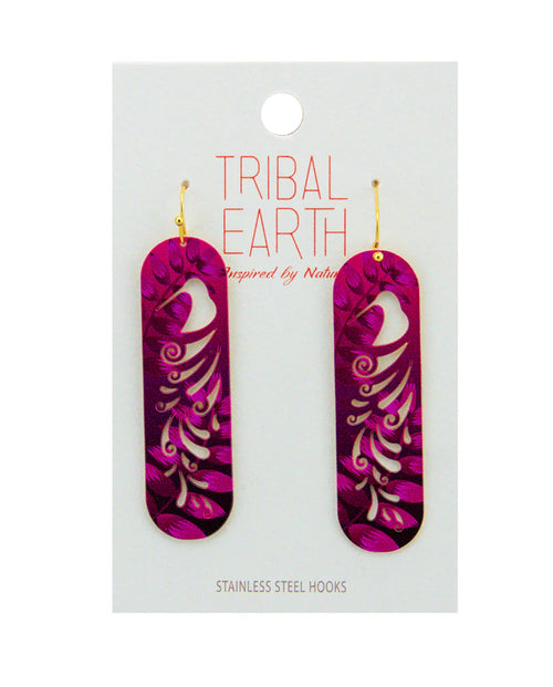 Tribal Earth Kiwi Feather Earrings
