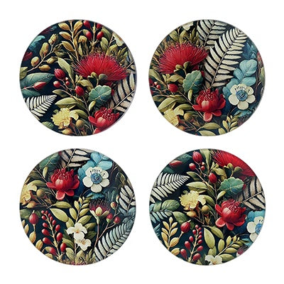 Glass Coasters Set Pohutukawa Tapestry