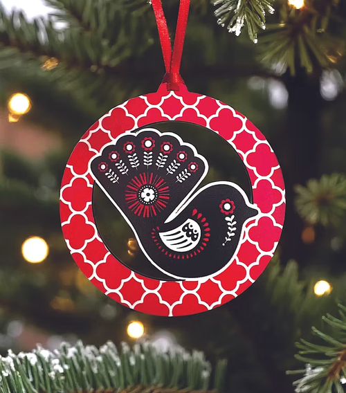 Wooden Xmas Decoration Set of 4 - Retro