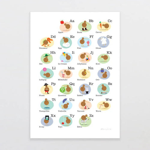 A4 Art Print - Alphabet Kiwis