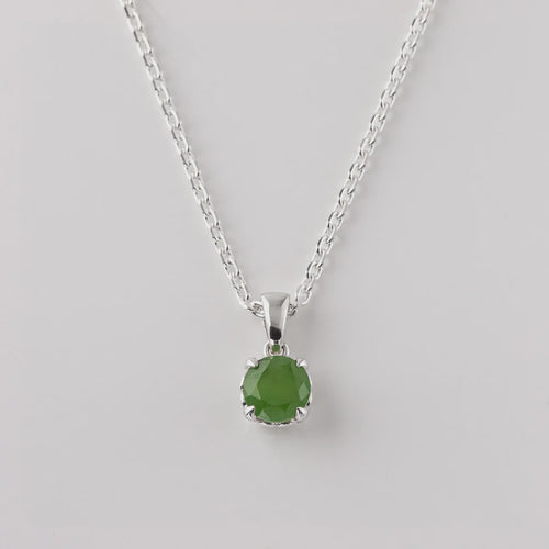 Baby Dewdrop Pendant with Pounamu in Sterling Silver