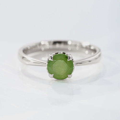 Baby Dewdrop Ring with Pounamu in Sterling Silver