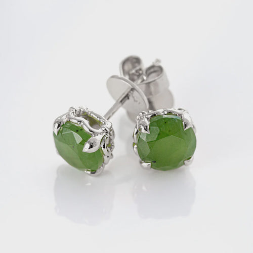 Baby Dewdrop Stud Earrings with Pounamu in Sterling Silver