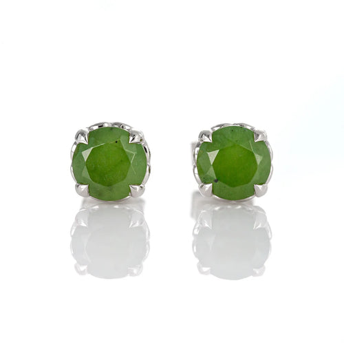 Baby Dewdrop Stud Earrings with Pounamu in Sterling Silver