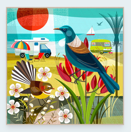 Box Frame Print - Kiwi Summer 3 | 50 x 50 cm