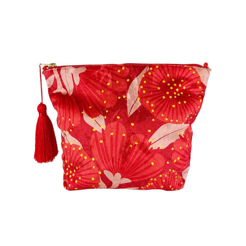 Bright Botanical Pohutukawa Velvet Cosmetic Bag