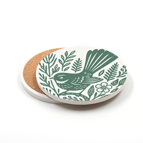 Woodcut Fantail Ceramic Coaster