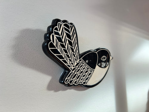 Ceramic Sgraffito NZ Birds Piwakawaka Fantail