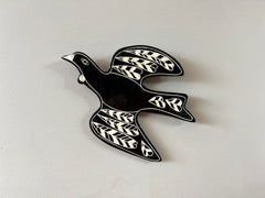 Ceramic Sgraffito NZ Birds tui