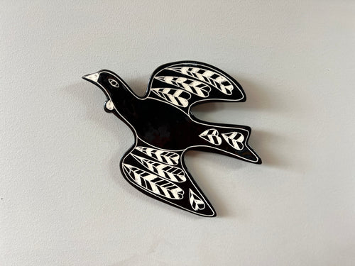 Ceramic Sgraffito NZ Birds tui