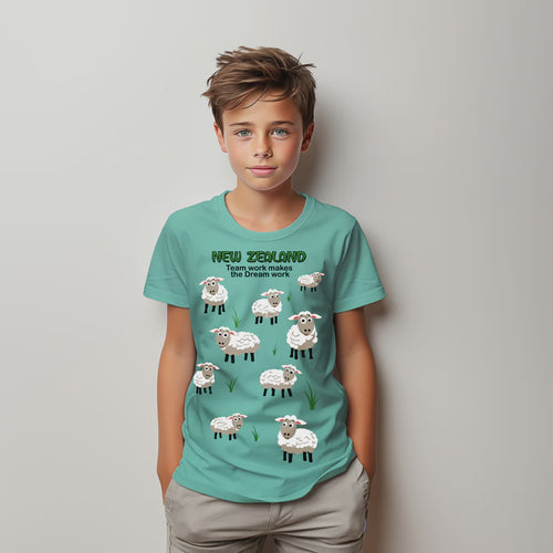 Childrens New Zealand T Shirt - All Over Sheep