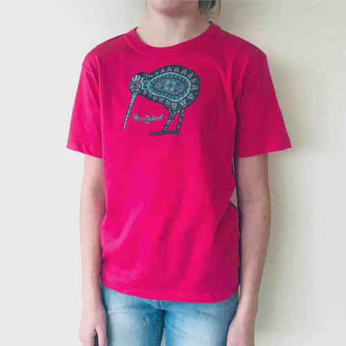 Childrens New Zealand T Shirt - Batik Kiwi