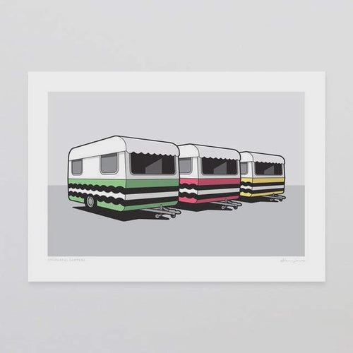 A4 Art Print - Colourful Campers