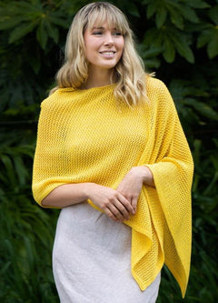 Cotton + Merino Mesh Poncho Buttercup