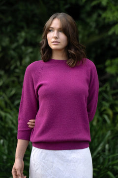 Cotton + Merino Penny Textured Jumper Cerise