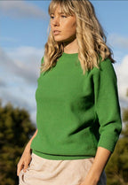 Cotton + Merino Penny Textured Jumper Kelly Green