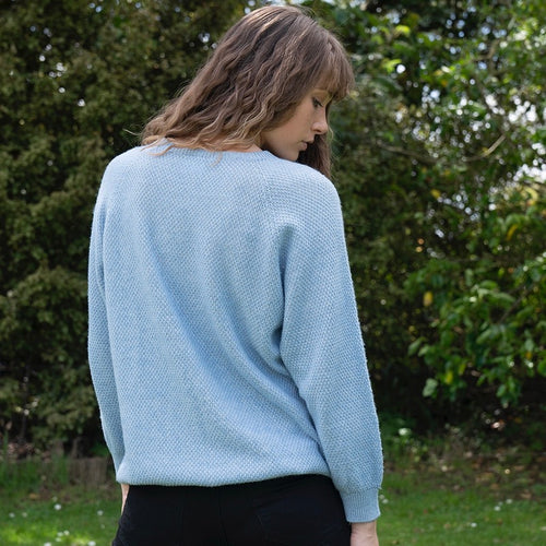 Cotton + Merino Penny Textured Jumper Sky