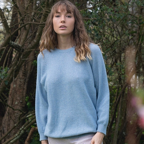 Cotton + Merino Penny Textured Jumper Sky