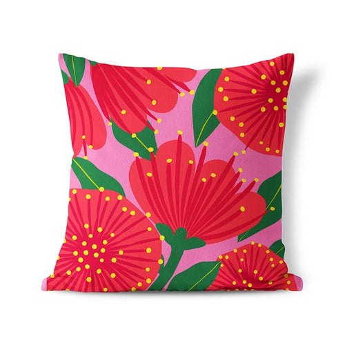 Cushion Cover - Bright Pink Pohutukawa