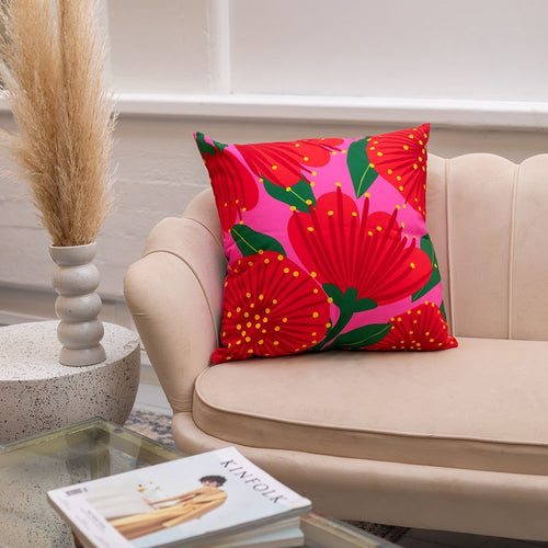 Cushion Cover - Bright Pink Pohutukawa A